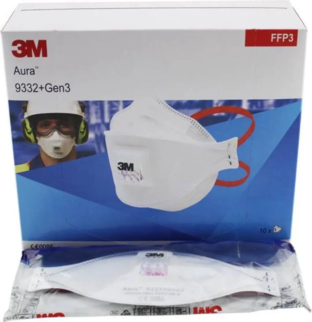 10 stuks in doos 3M Stofmasker Aura 9332+Gen3