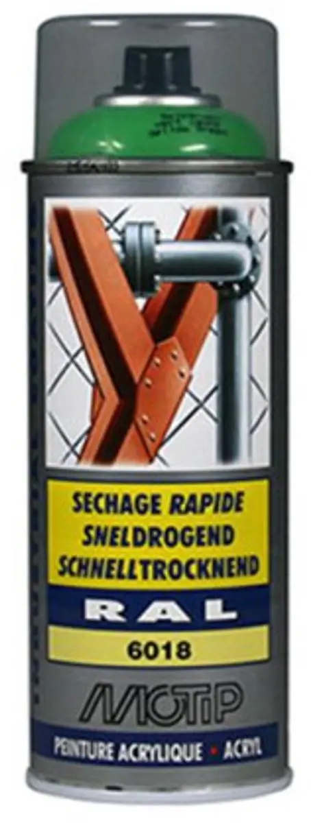 Motip RAL 6018 Industrieel Geelgroen Spuitverf 400ml - afbeelding 2 van 4