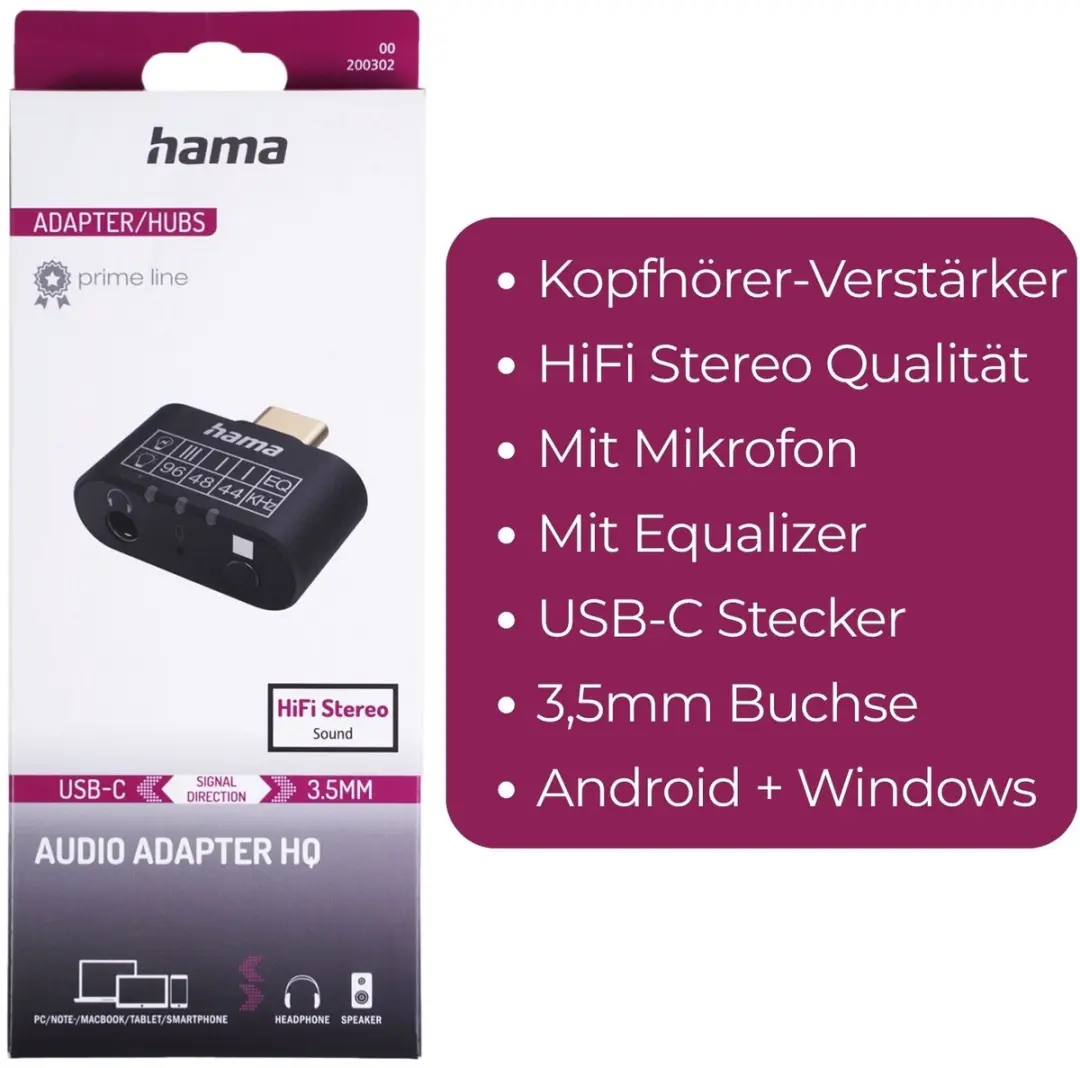 Hama 00200302 USB-C naar 3,5mm Audio-adapter - Zwart