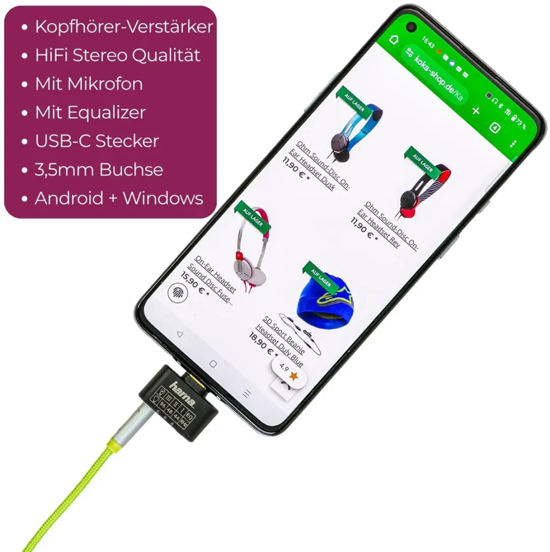 Hama 00200302 USB-C naar 3,5mm Audio-adapter - Zwart