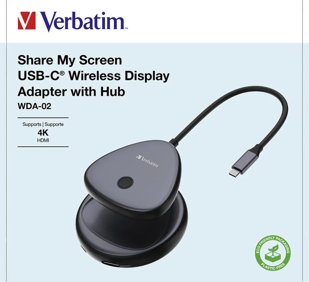 Verbatim WDA-02 Draadloze 4K USB-C Zender - Transparent - afbeelding 6 van 6