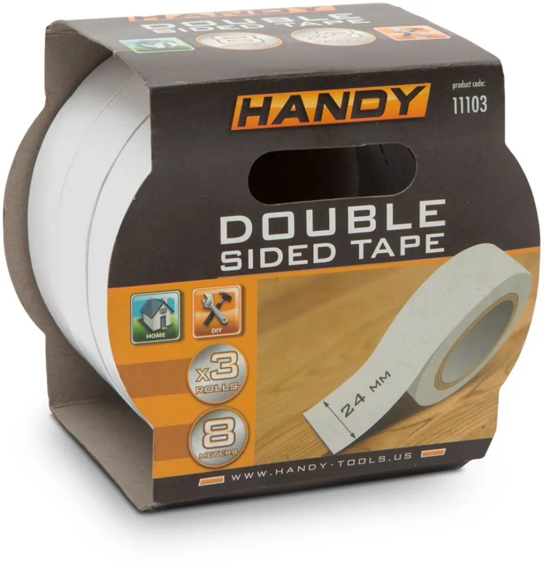 Handy Dubbelzijdige Tape Set 3 Rollen 24mm x 8m - afbeelding 2 van 2