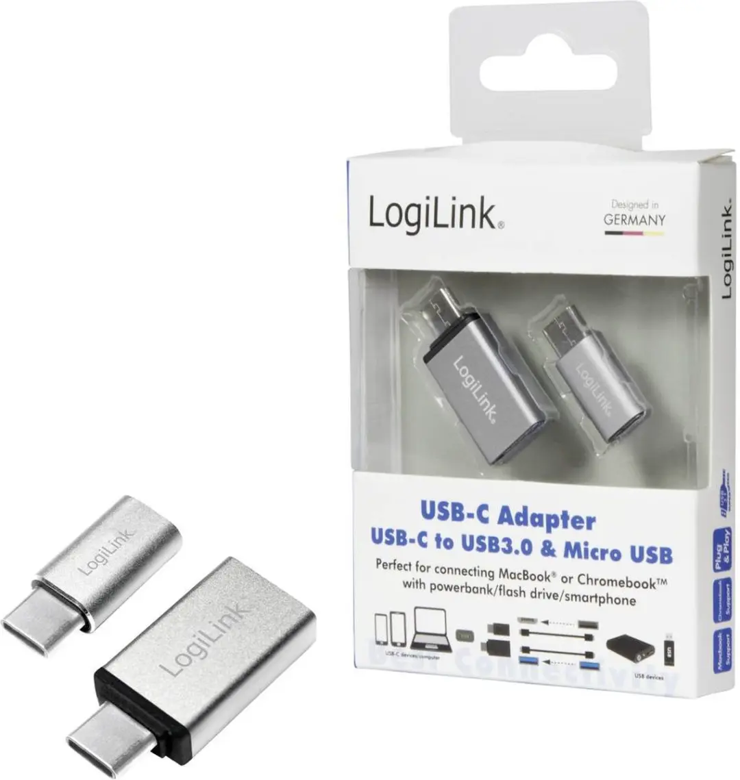 Logilink AU0040 USB-C naar Micro-USB Adapter - 2 Stuks - Zilver