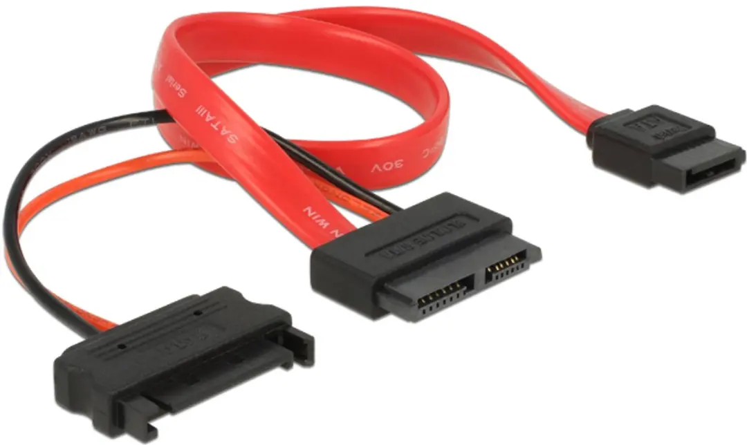 Delock Slim SATA Kabel 6Gbit/s 0,3m - Rood