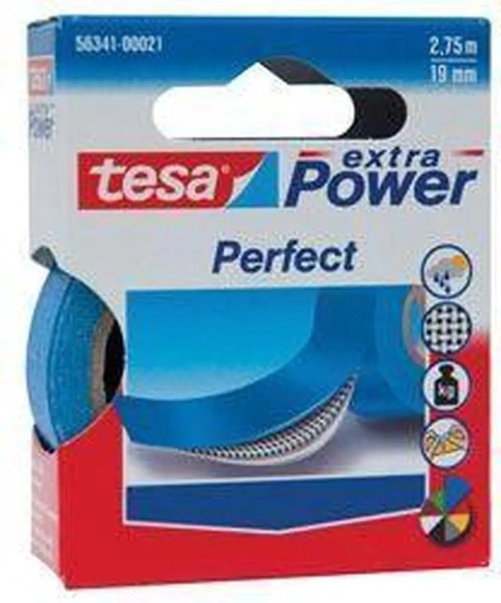 Tesa Perfect 56341-00029-03 Textieltape - 2,75m x 19mm - Blauw