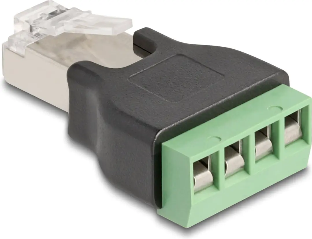 Delock RJ45 naar Terminal Block Adapter 4-pin - Zwart/ Groen
