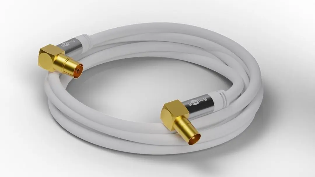 Goobay IEC Coaxkabel Haaks Verguld Wit 2m - 10 Stuks