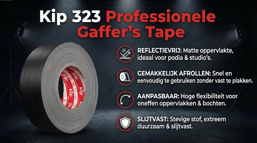 Kip 323 Gaffer Tape 50mm - 50m - Zwart