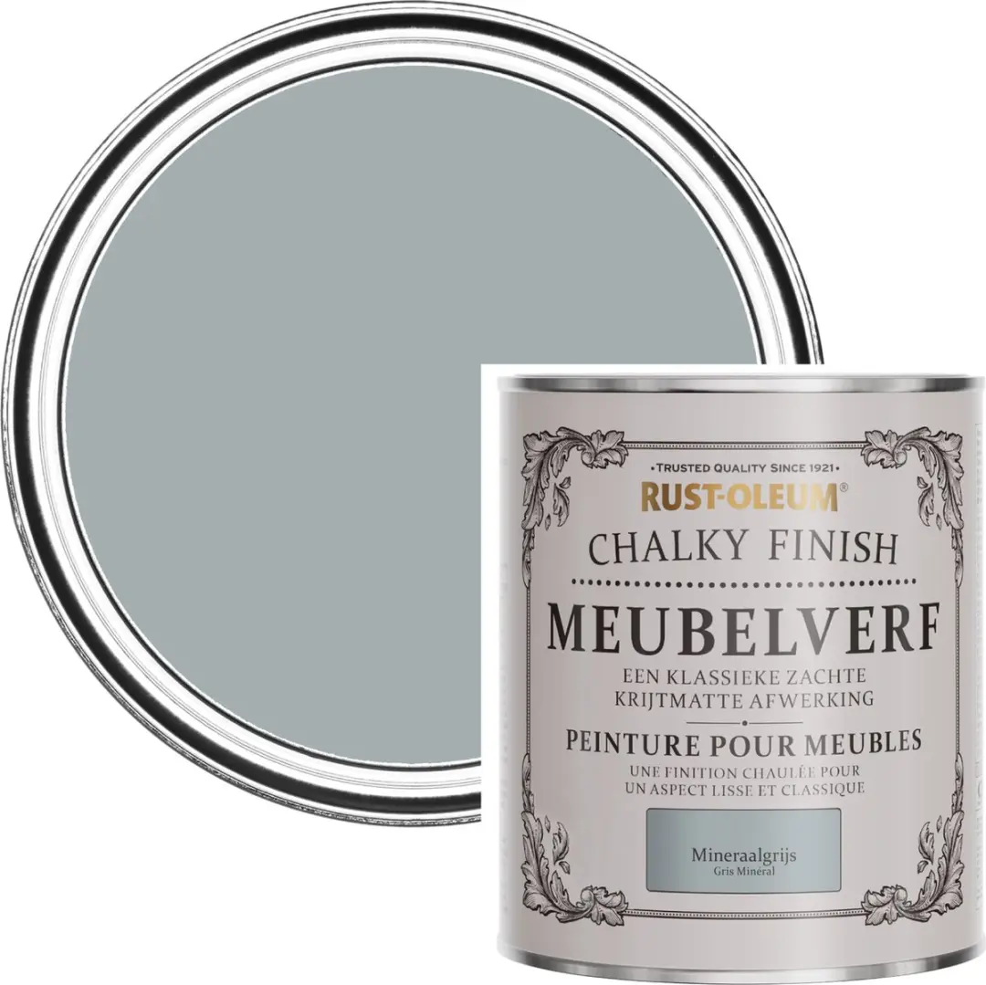 Rust-Oleum Grijs Chalky Finish Meubelverf Mineraalgrijs 750ml