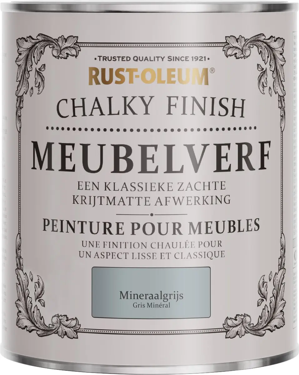 Rust-Oleum Grijs Chalky Finish Meubelverf Mineraalgrijs 750ml