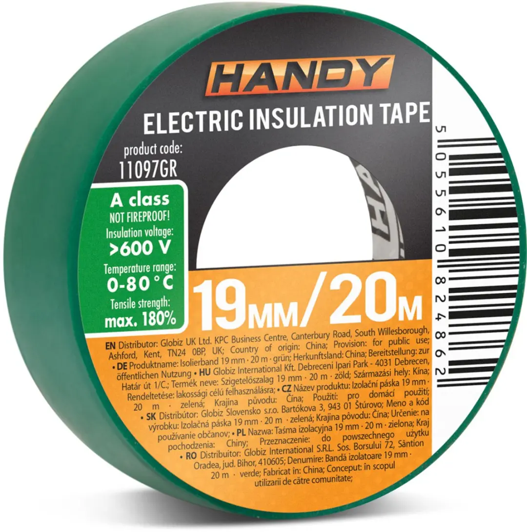 Handy Isolatietape Groen 20m x 19mm - 10 Rollen