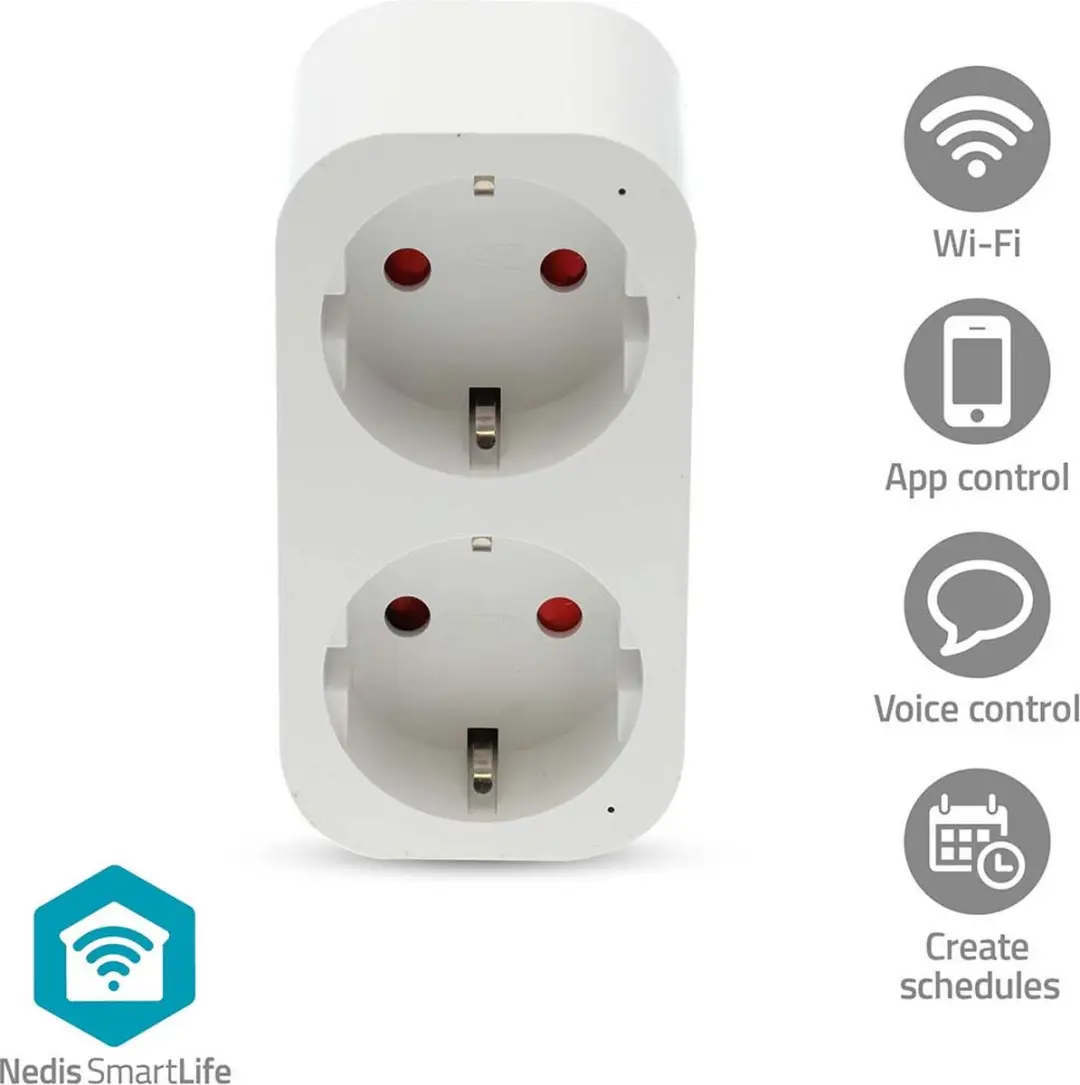Nedis SmartLife Slimme Stekker 2-Wegs WiFi - Energiemeter 3680W - Wit - afbeelding 6 van 6