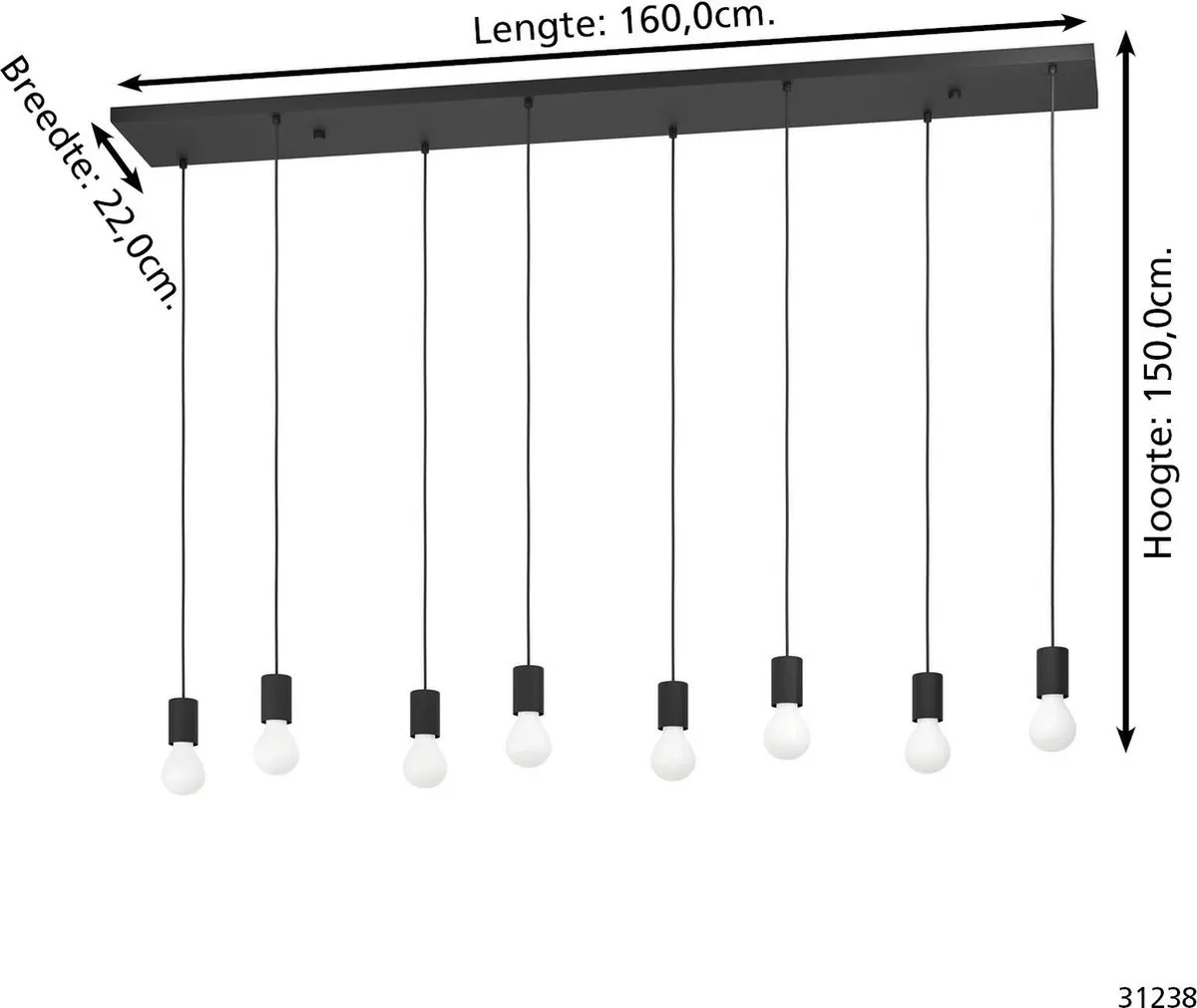 Eglo Nogalte Hanglamp 8-lichten E27 160cm - Zwart