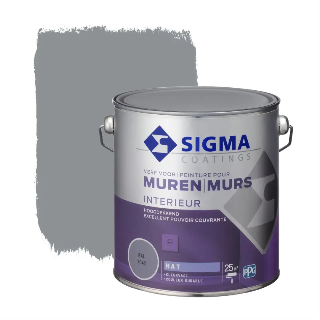 Sigma Muurverf Grijs RAL 7045 2,5L