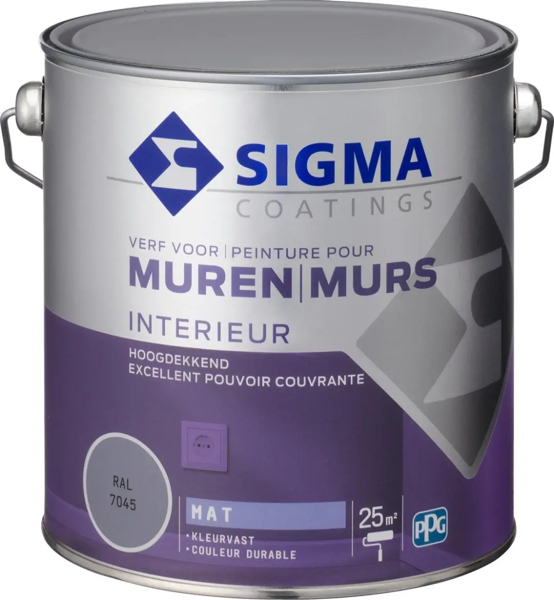 Sigma Muurverf Grijs RAL 7045 2,5L