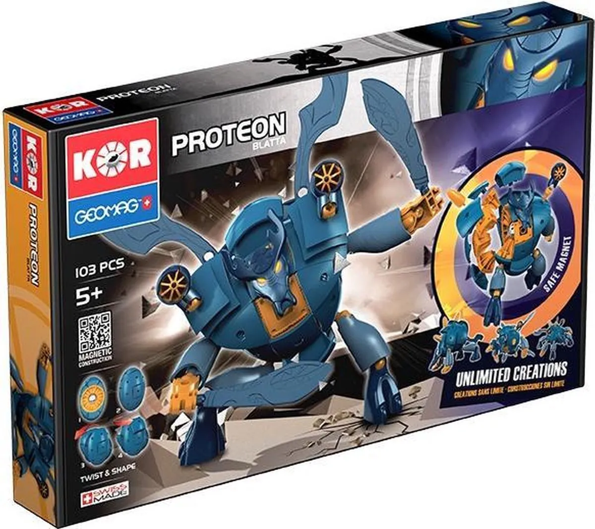 Geomag Kor Proteon GM631 Bouwset - 103-delig - Blauw/ Oranje