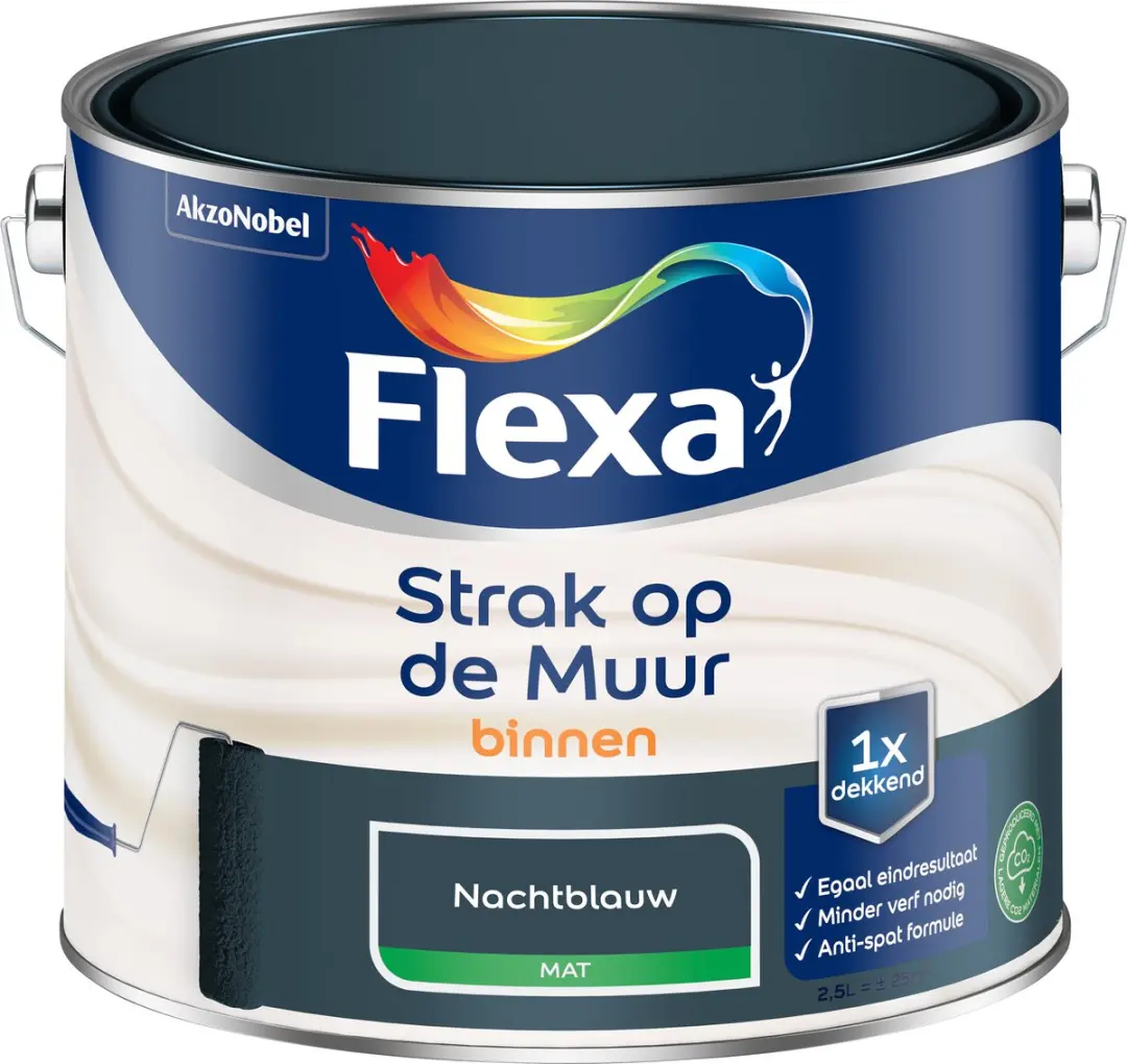 Flexa Strak Op De Muur Binnenmat Nachtblauw 2,5L