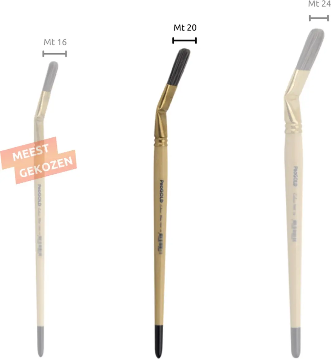 ProGold 7890-20 Gebogen Lyon Penseel - Goud/Hout/Zwart