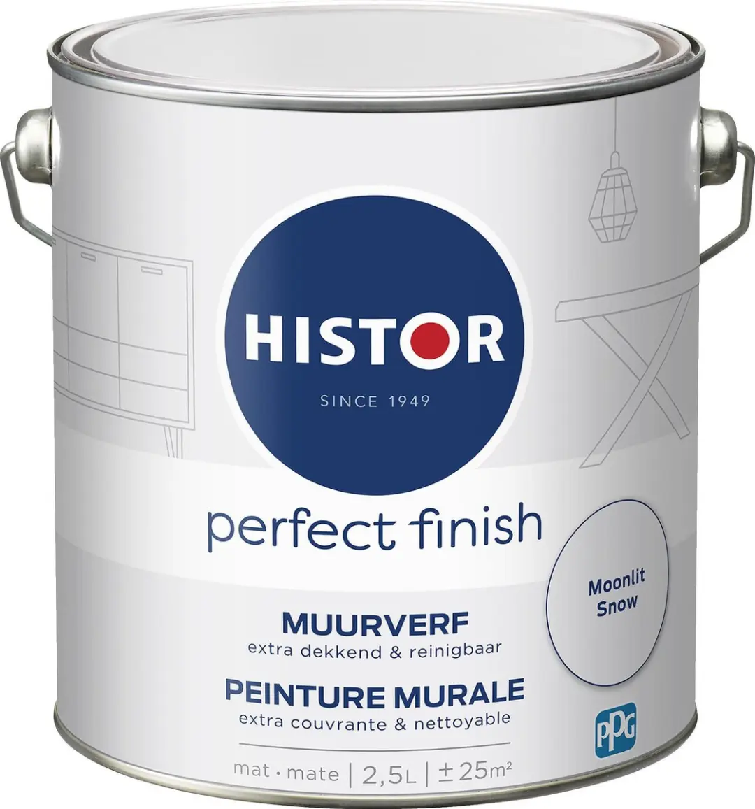 Histor Perfect Finish Muurverf Mat Moonlit Snow 2.5L