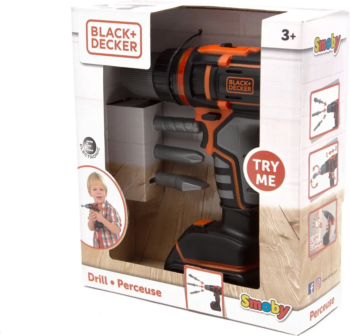 Smoby Black & Decker Speelgoedboormachine - Oranje/Zwart/Grijs