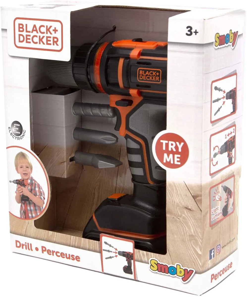 Smoby Black & Decker Speelgoedboormachine - Oranje/Zwart/Grijs
