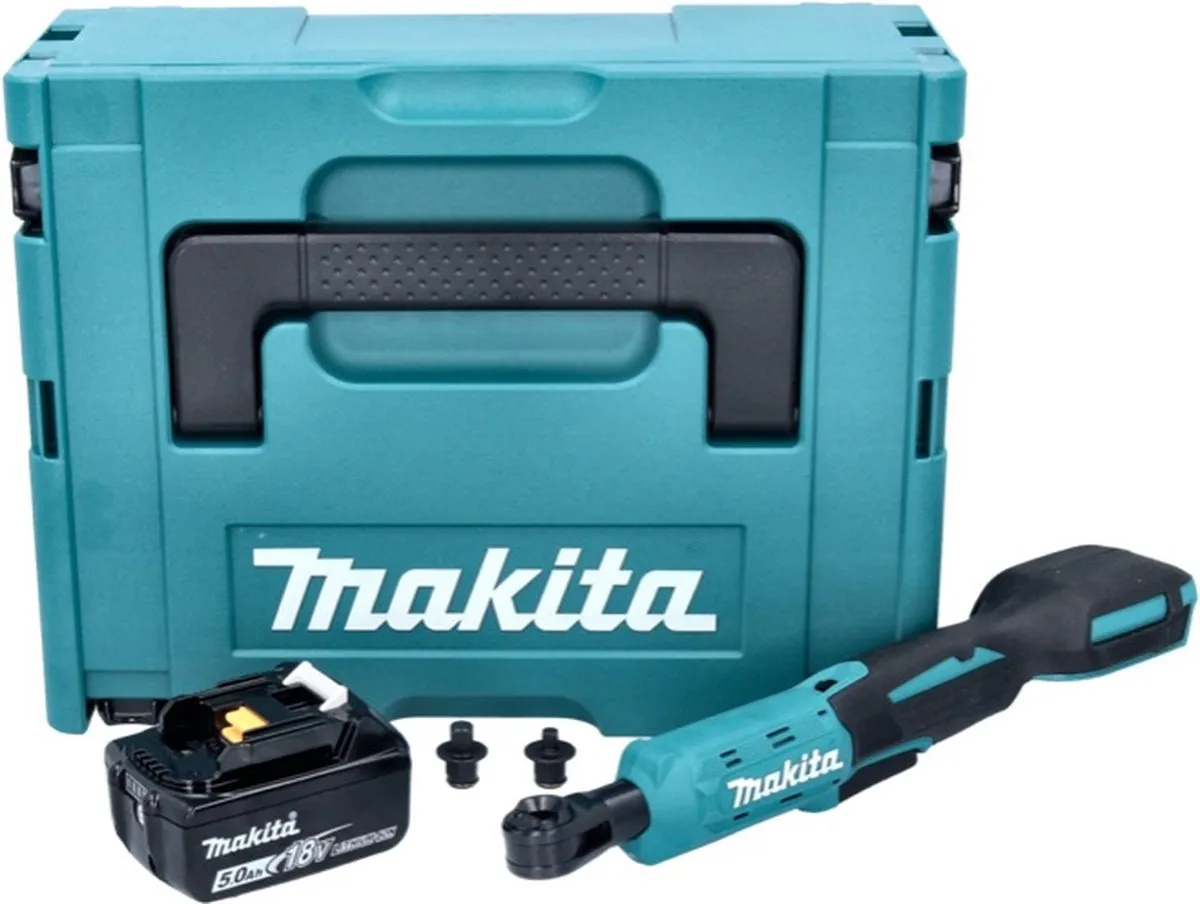 Makita DWR 180 T1J Accu-ratelsleutel 47,5 Nm - 1/4" 3/8" - 5,0 Ah - Turquoise/Zwart
