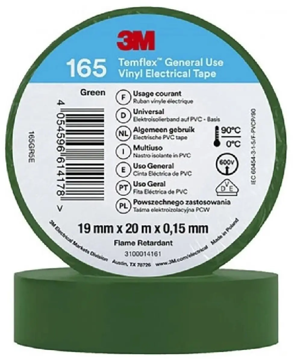3M Temflex 1500 Isolatietape 10mx15mm Groen