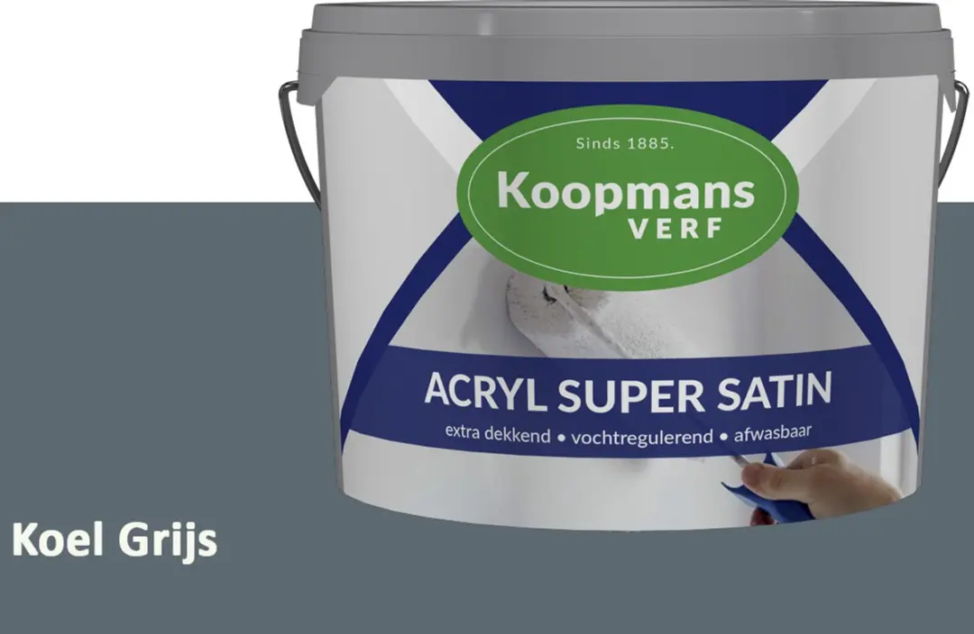 Koopmans Acryl Super Satin Muurverf Koel Grijs 1L