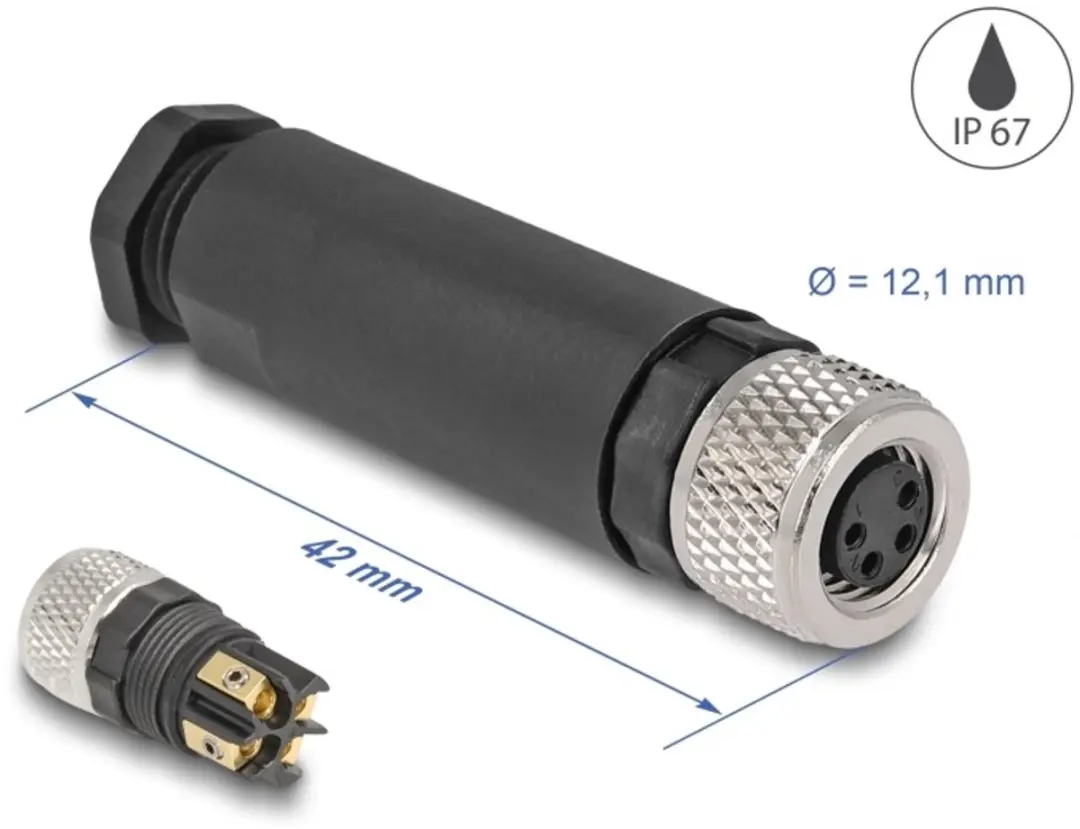 Delock M8 A-coded 4-pin Vrouwelijk Connector
