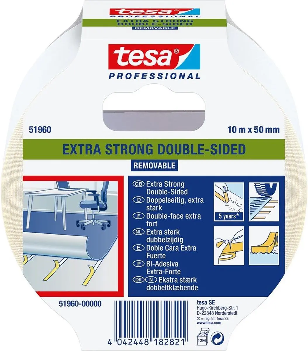 Tesa Dubbelzijdige Tapijttape Verwijderbaar 51960 - 1 Stuk