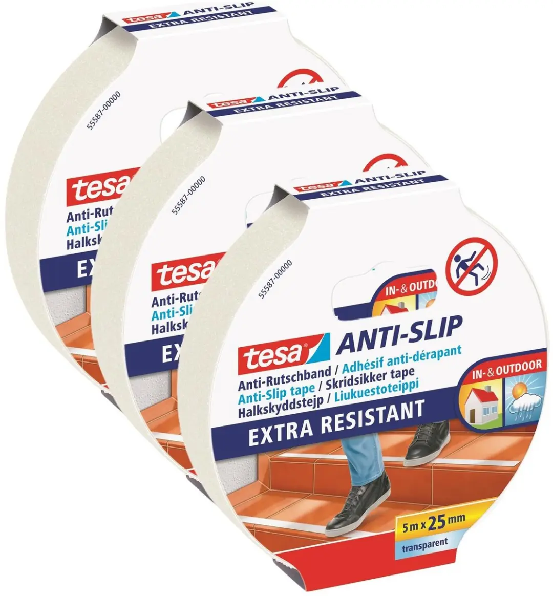 Tesa Anti-Slip Plakband 25mm x 5m - 3 Stuks