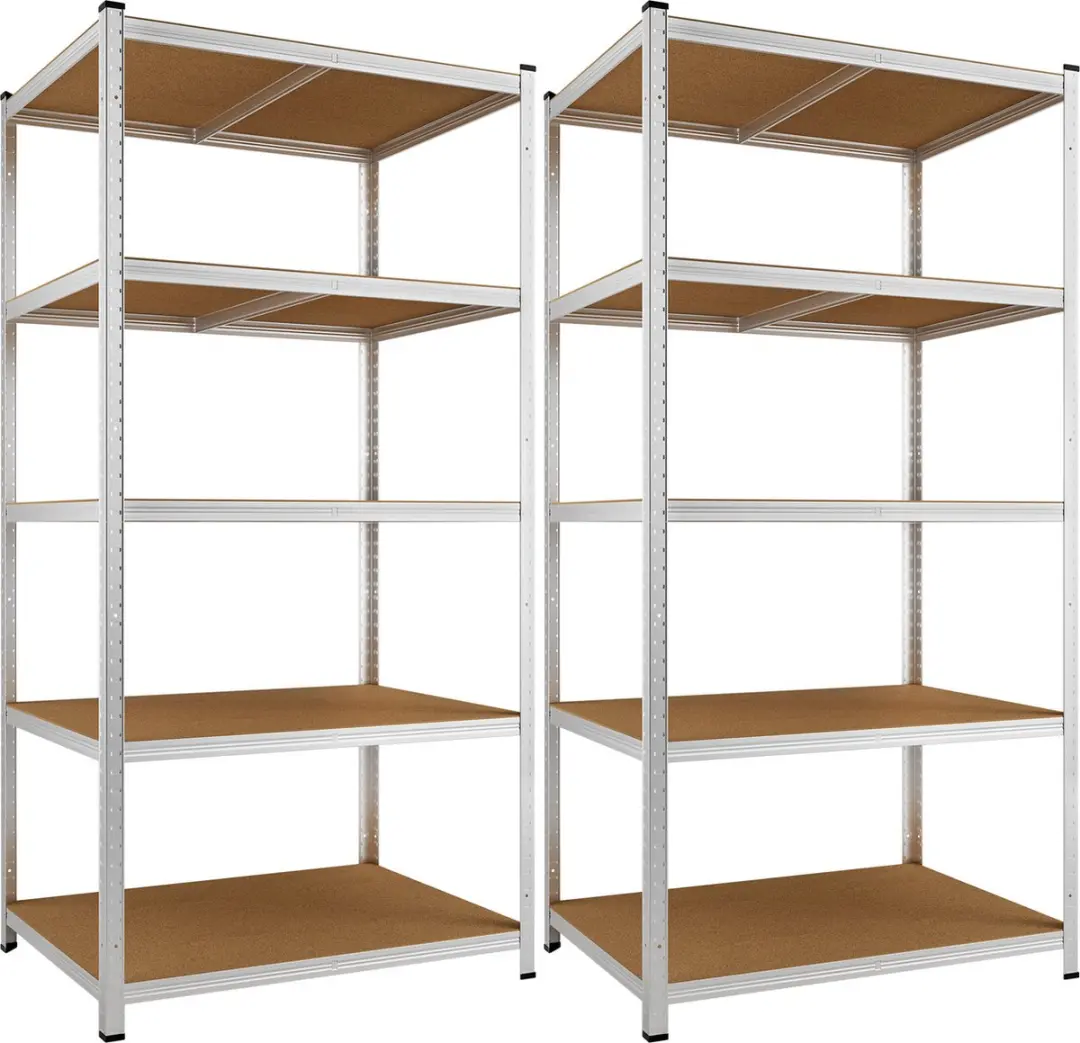 Monzana Stellingkast Set 2x 190x90x60cm - 5 Planken - Zilver