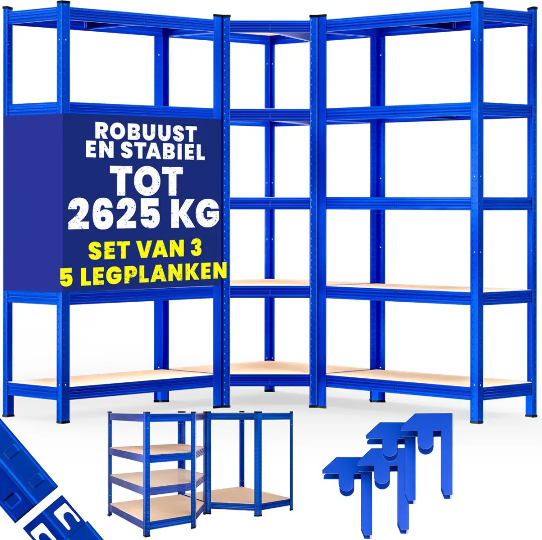 Monzana Stellingkast Set 3x Hoek 190x90x40cm - Blauw