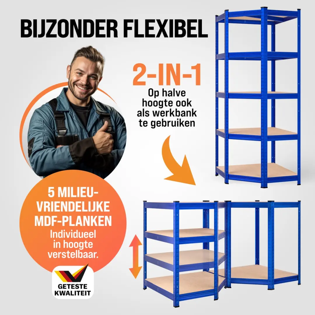 Monzana Stellingkast Set 3x Hoek 190x90x40cm - Blauw