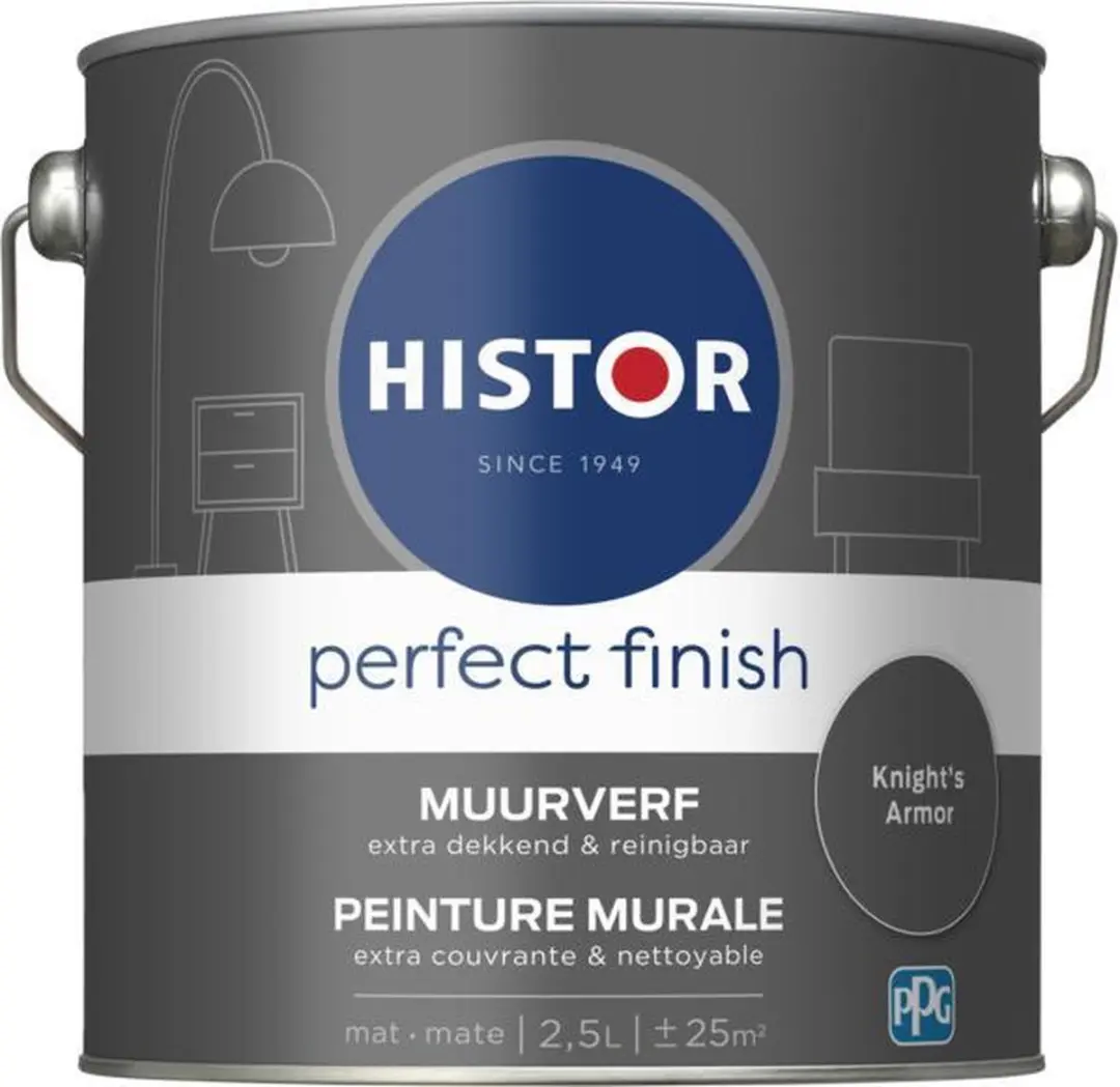 Histor Perfect Finish Muurverf Mat Donkergrijs 2.5L