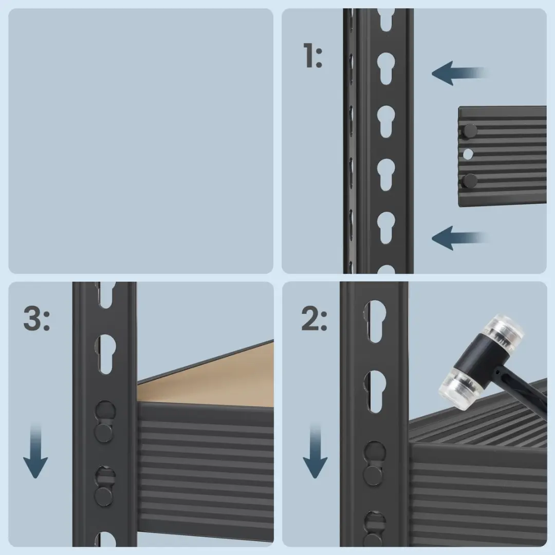 Songmics Stellingkast 4 Legplanken - 2000 kg Draagvermogen - Zwart