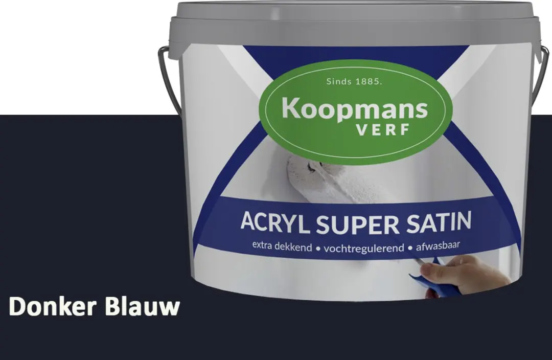 Koopmans Acryl Super Satin Zijdeglans Muurverf Donker Blauw 1L