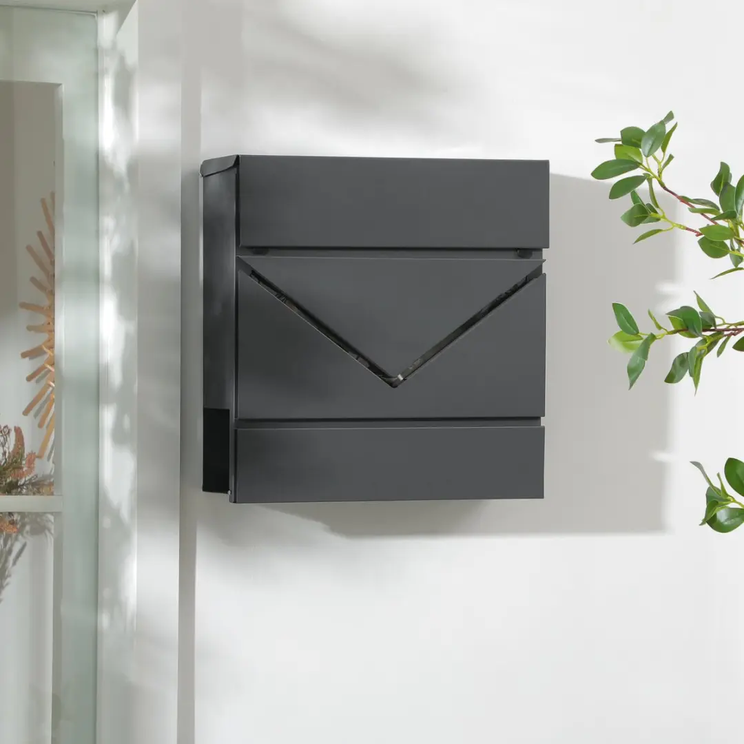 Homcom Brievenbus 37x10,5x37cm Donkergrijs