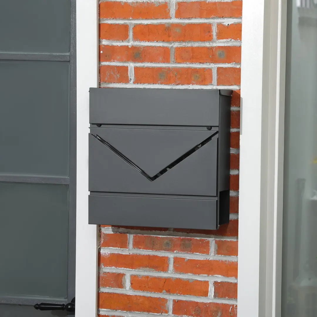 Homcom Brievenbus 37x10,5x37cm Donkergrijs