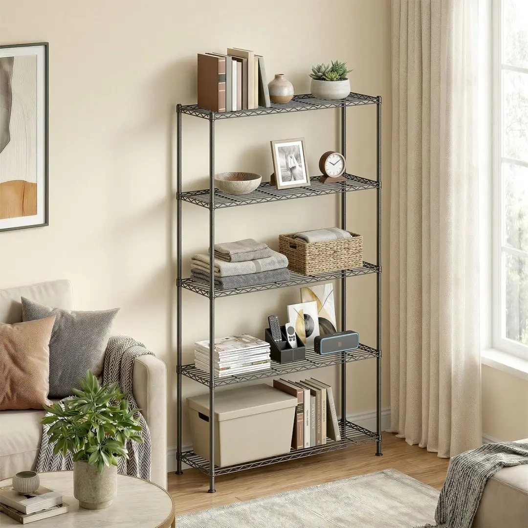 Songmics Vrijstaand Metaal Opbergrek 5-laags - 30x90x161cm - Zwart