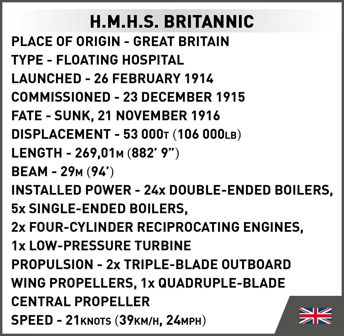 Cobi 1681 H.M.H.S. Britannic - 636 Stukken - Meerkleurig