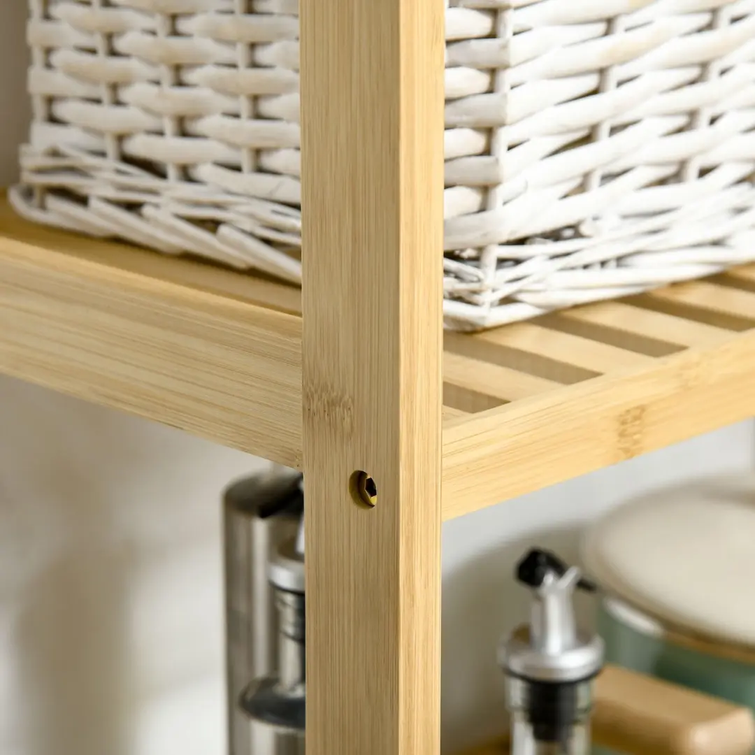 Homcom Bamboe Badkamerrek 62x33x80cm - Natuurhout