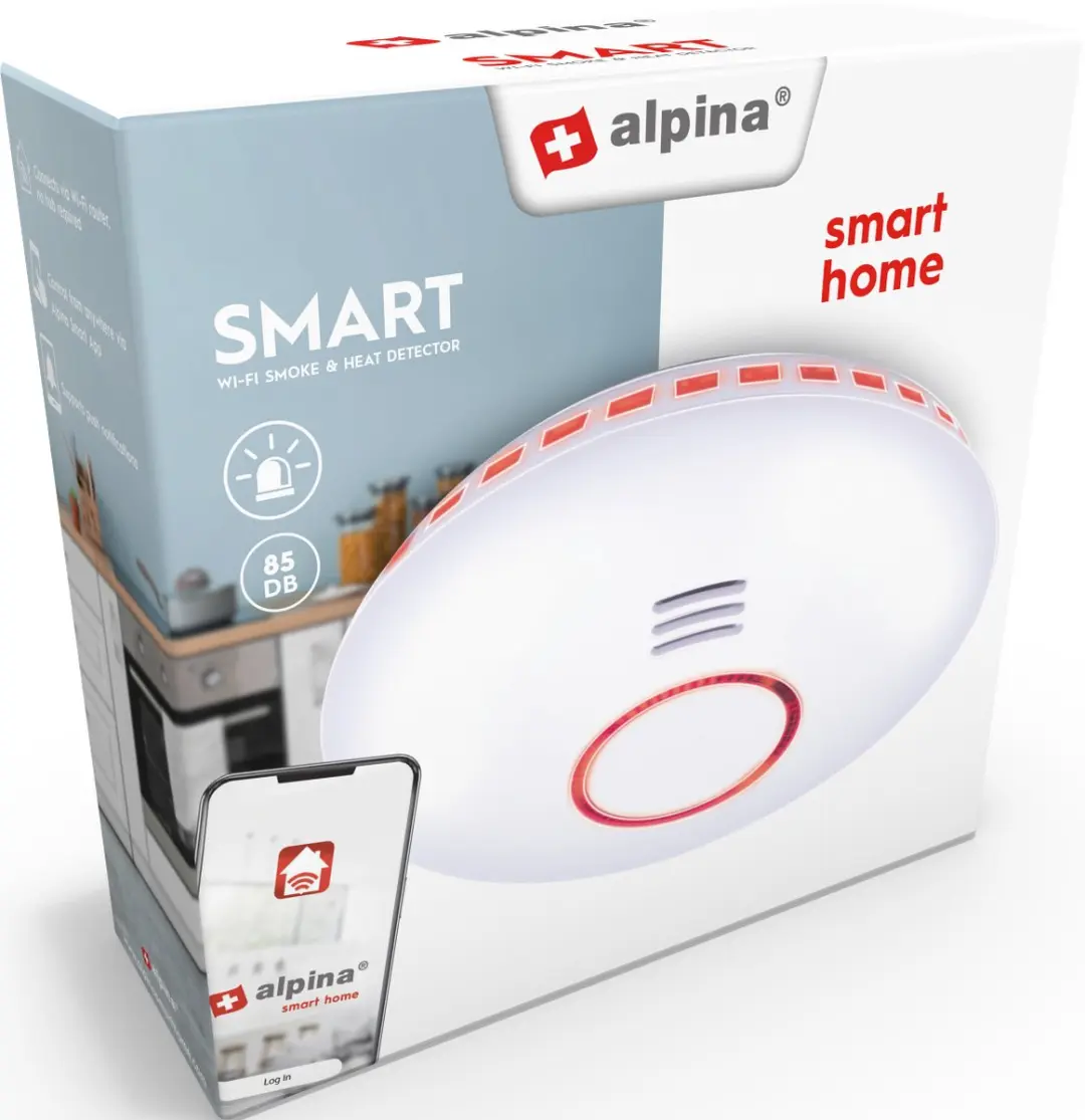 Alpina Smart Home Wifi Warmte- en Rookmelder - Foto-elektrisch - 85 dB - Wit