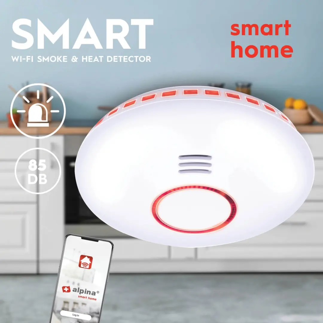 Alpina Smart Home Wifi Warmte- en Rookmelder - Foto-elektrisch - 85 dB - Wit