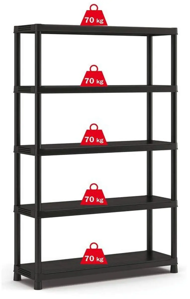 Keter Stellingkast 120x40x187cm - 5 Planken - Zwart - afbeelding 6 van 6