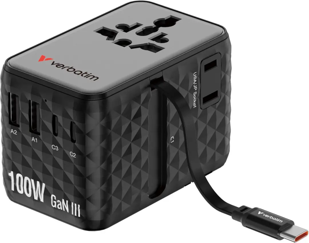 Verbatim VK VS Reisadapter 2x USB-C 2x USB-A - Zwart