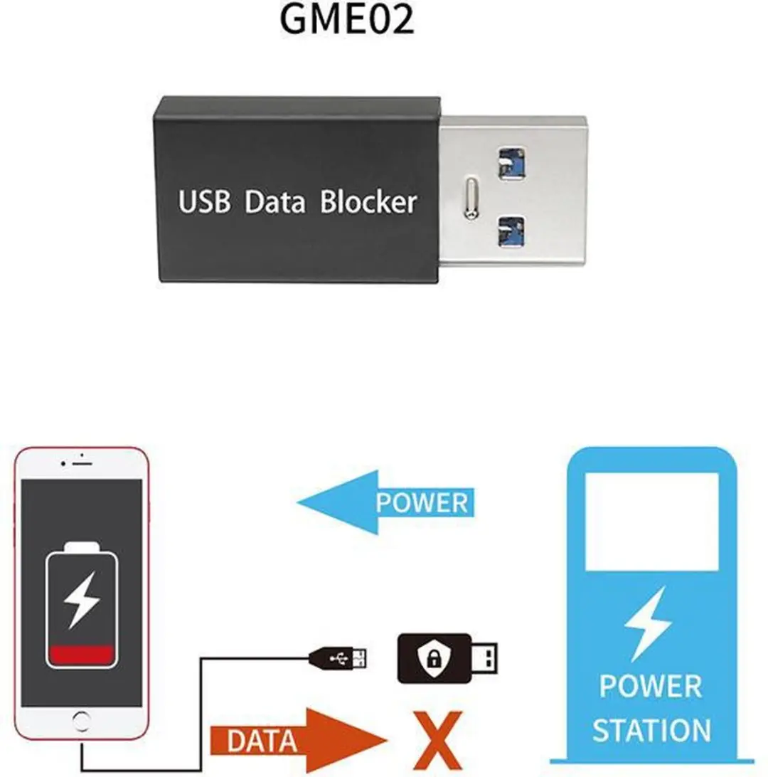 NÖRDIC Blocker USB Data Blocker - USB-A Adapter 5V2A - Zwart