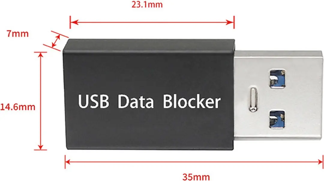NÖRDIC Blocker USB Data Blocker - USB-A Adapter 5V2A - Zwart