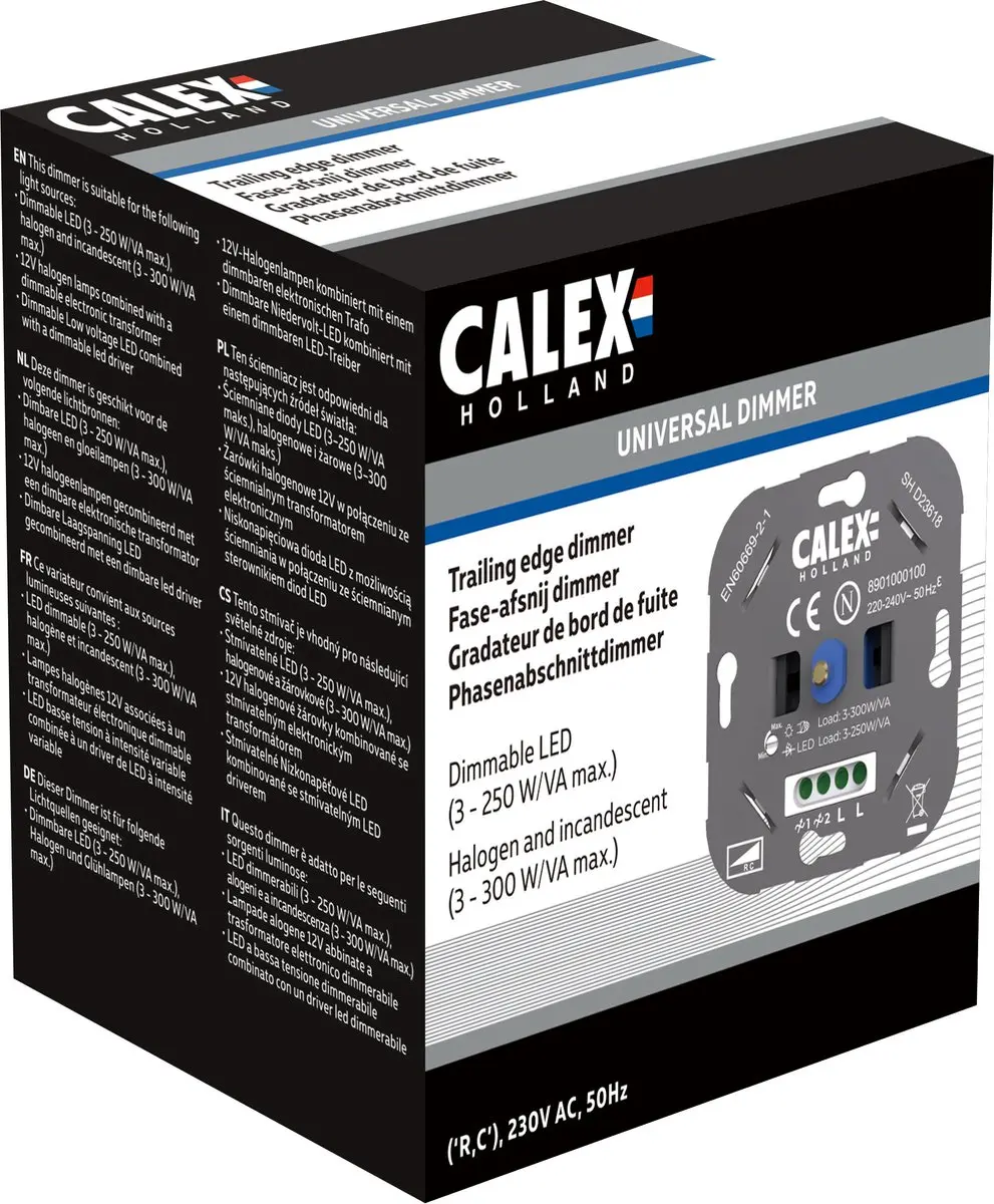 Calex LED Wanddimmer Universele Inbouw 3-250W Antraciet