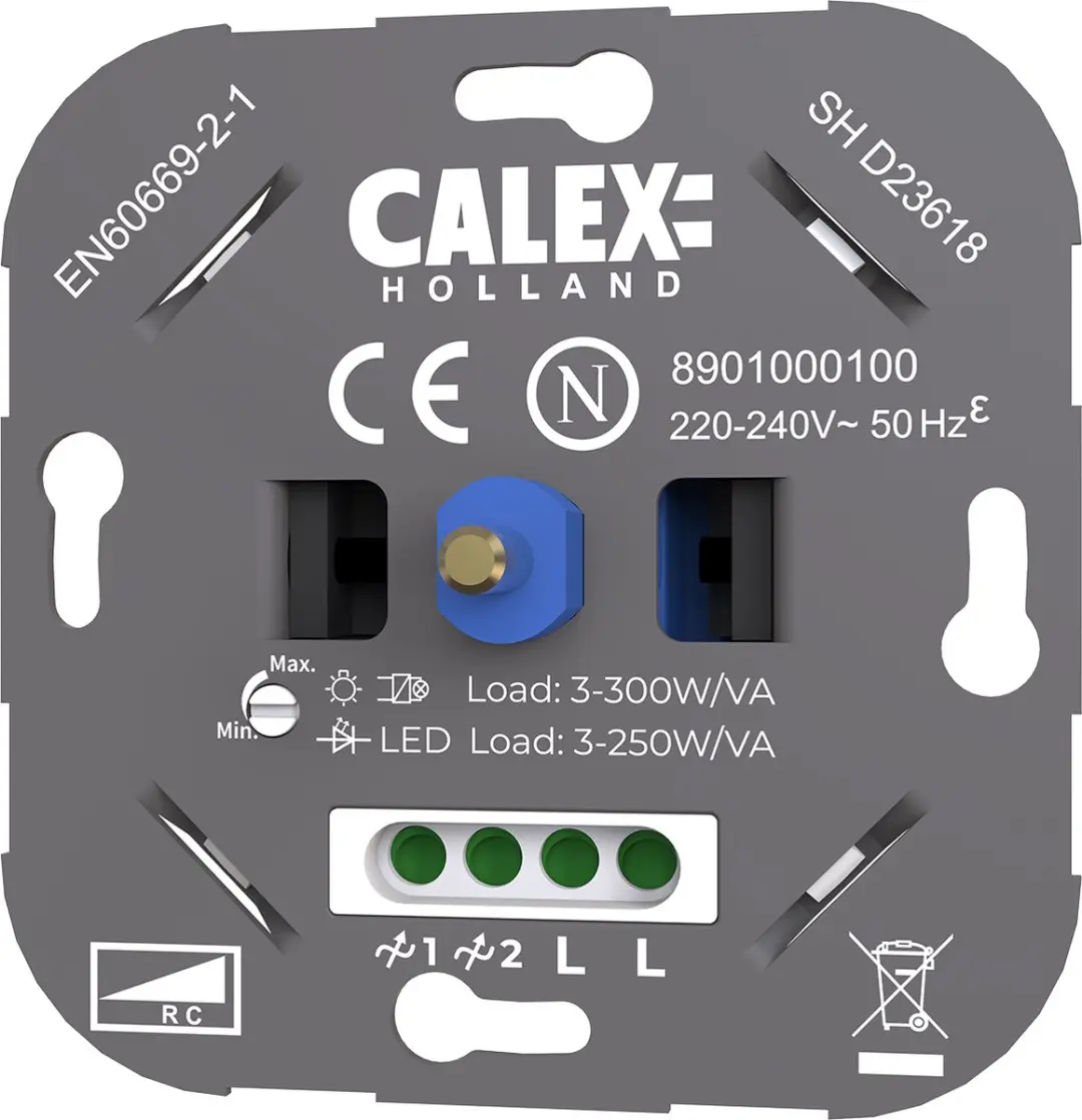 Calex LED Wanddimmer Universele Inbouw 3-250W Antraciet